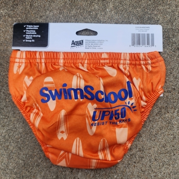 Swim School Swim Diaper Reusable Boy Orange Frog Graphic Size 6 Months 13-18lbs - Picture 2 of 8